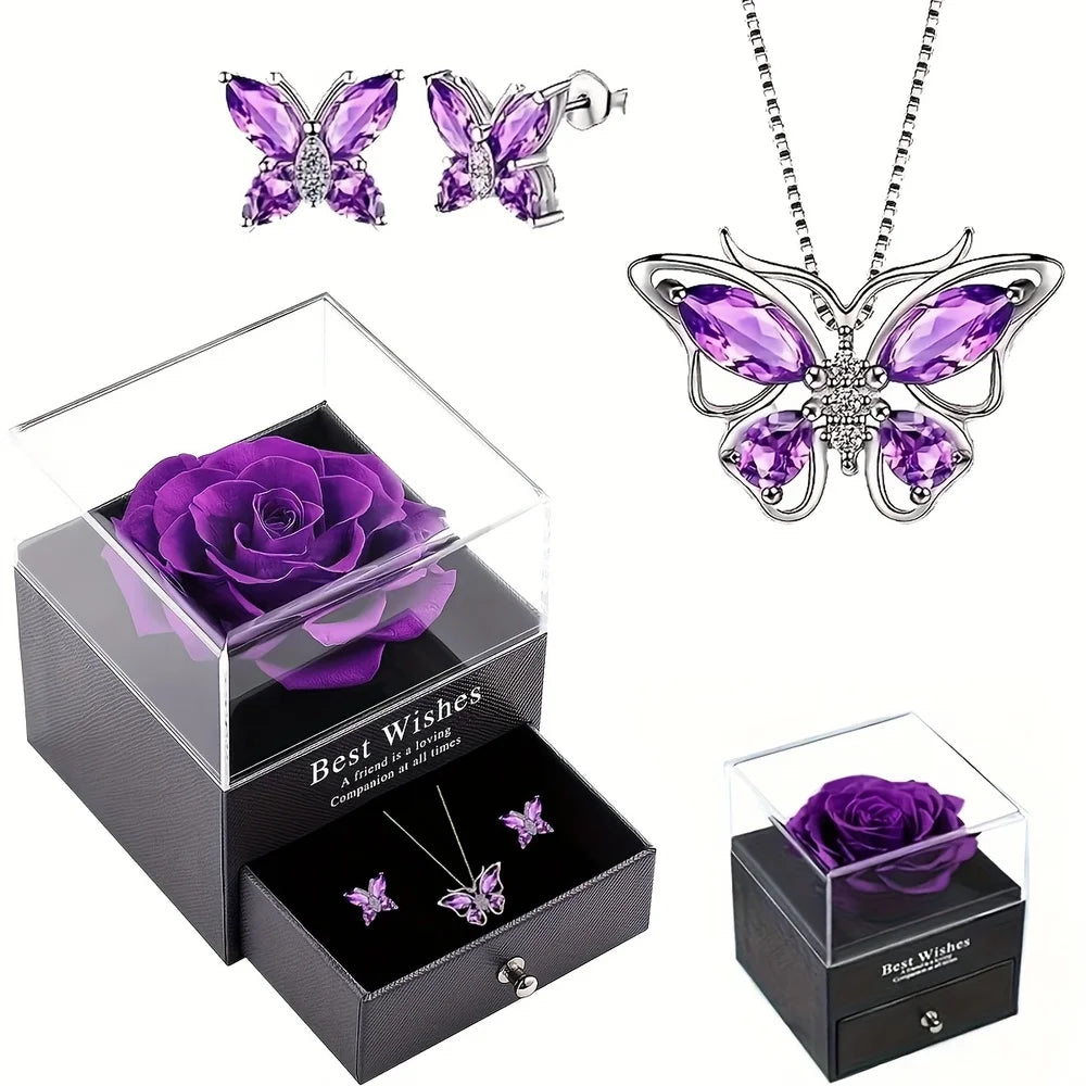 Enchanted Rose & Butterfly Jewelry Set
